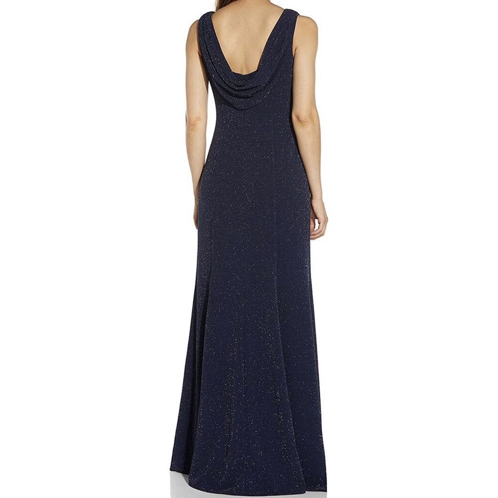 Adrianna Papell Occasions Maxi Formal Dress 8 Mother of the Bride Special Navy